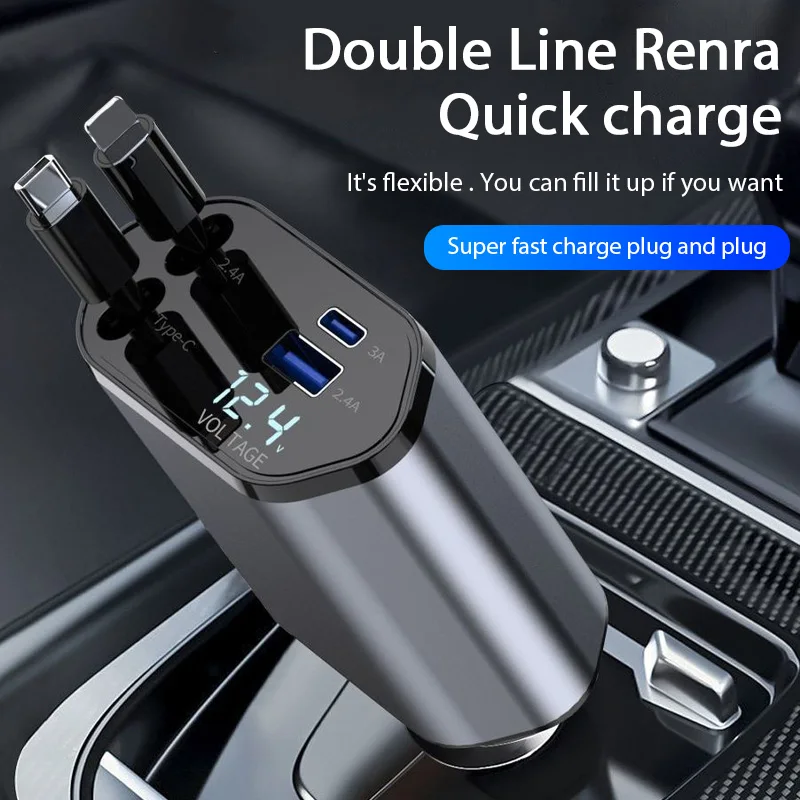 ChargeMax Pro - 4-in-1 Retractable Car Charger