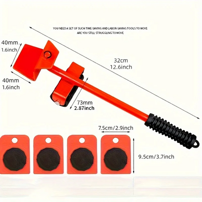 MoverPro 5-Piece Heavy Duty Furniture Lifter and Roller Set